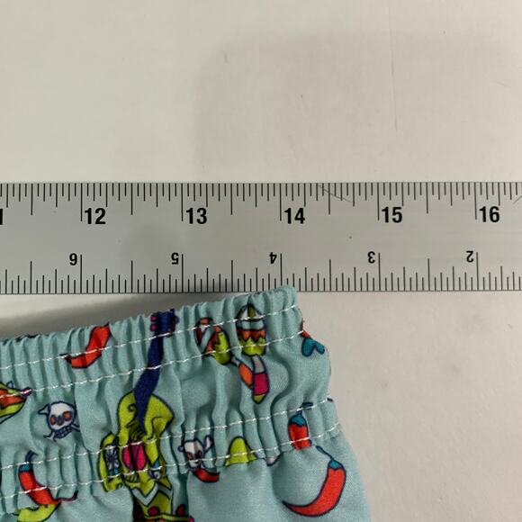 Amiani L Blue Colorful Sugar Skull Pepper Sombrero Guitar Swim Trunk Shorts - Picture 6 of 9